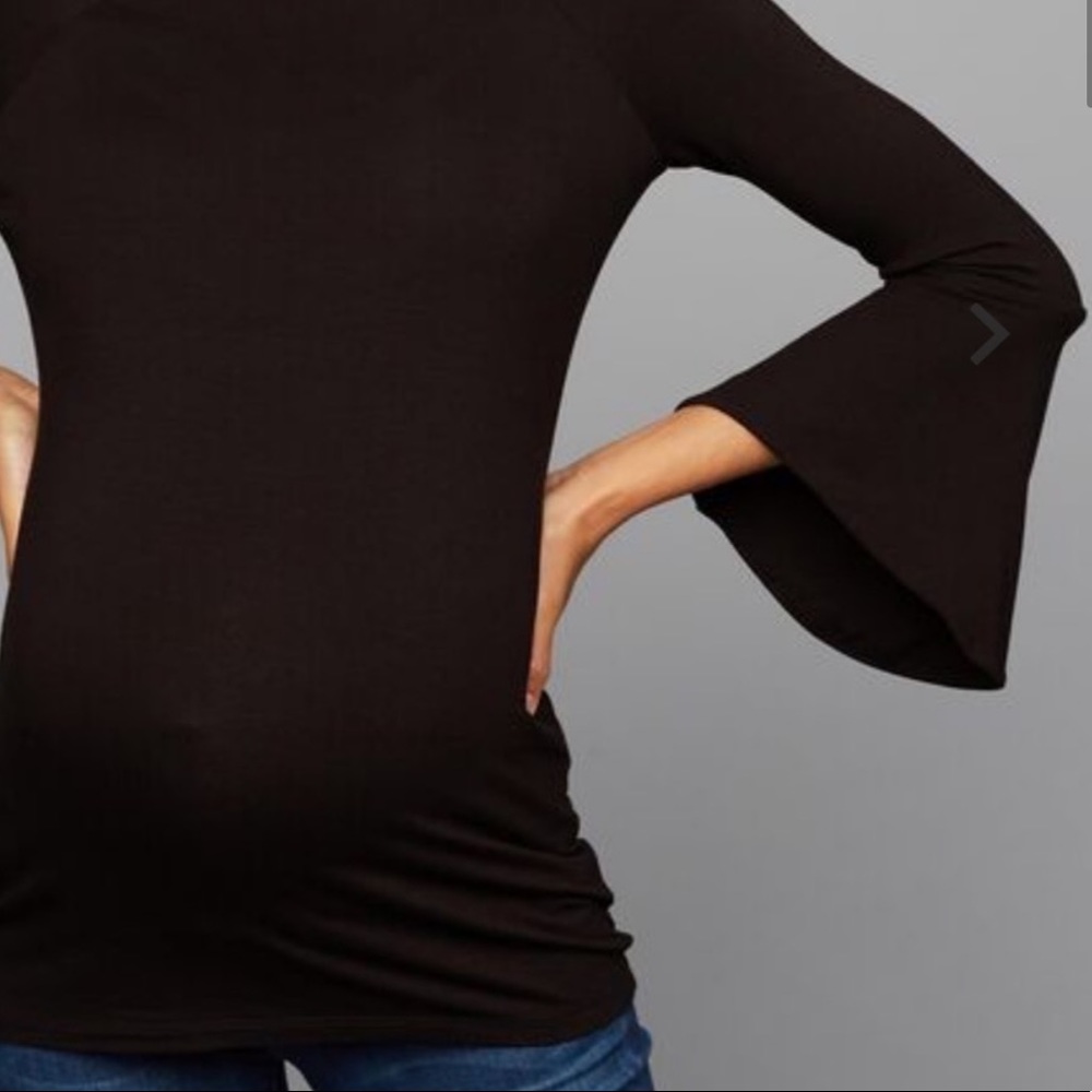 Black Mock Turtleneck Nursing Top w Zipper Opening